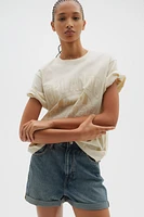 Short en denim avec taille haute