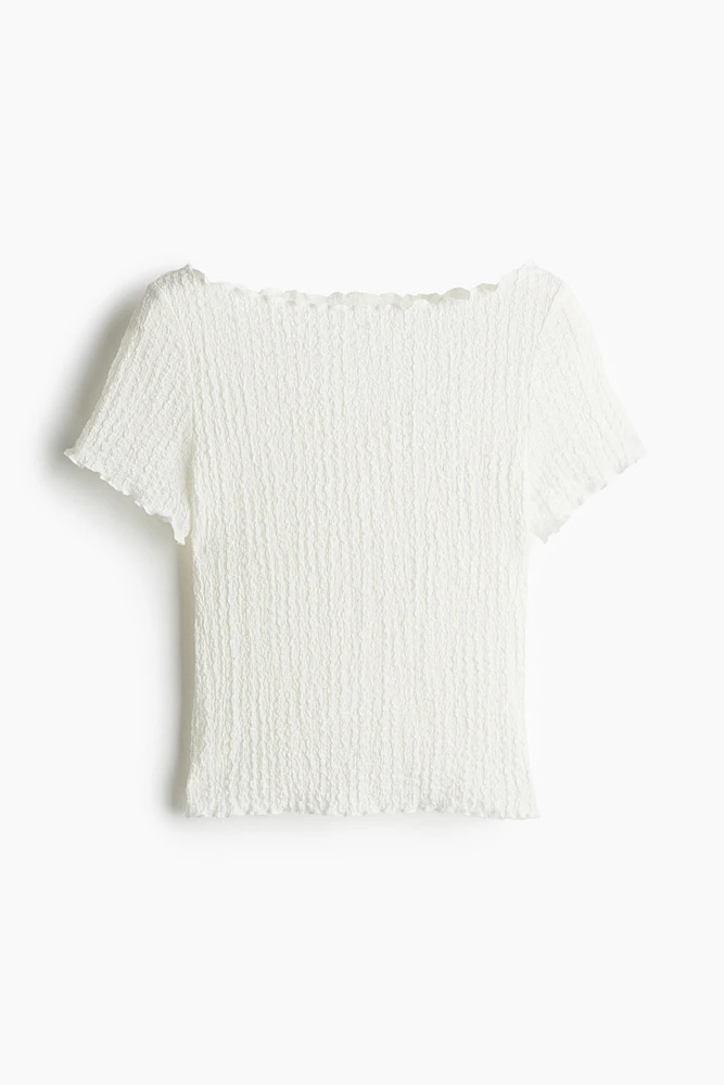 Crinkled Top with Overlocked Trim