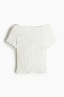 Crinkled Top with Overlocked Trim