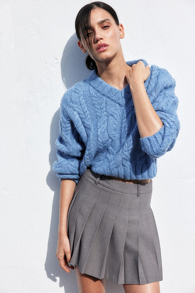 V-Neck Cable-Knit Sweater