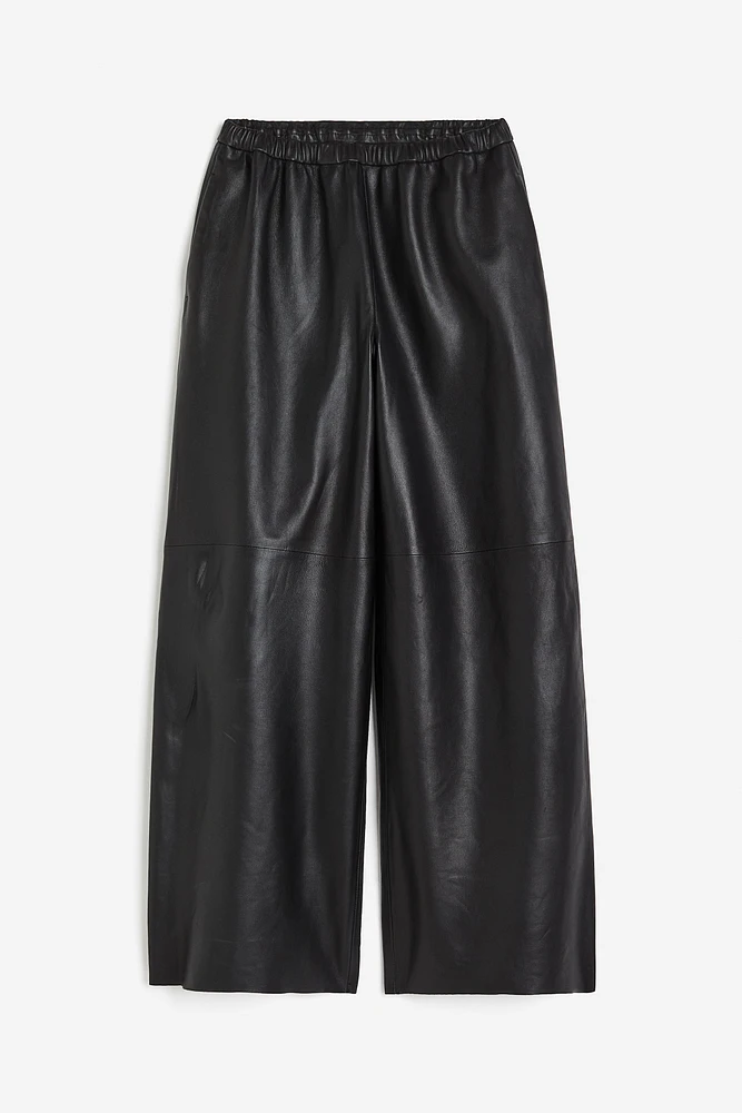 Wide-leg Leather Pants