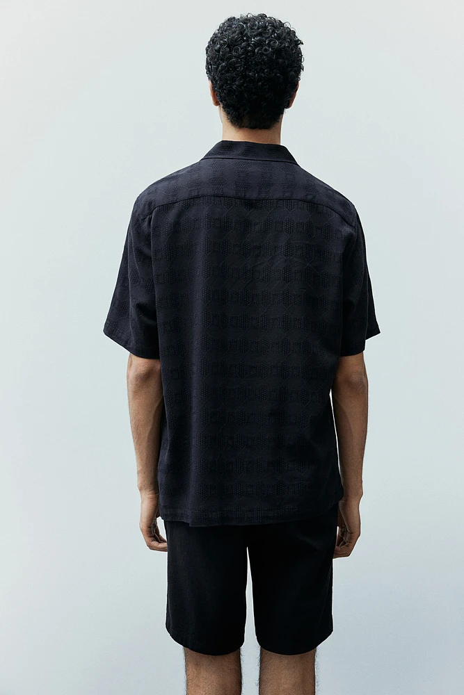 Regular Fit Jacquard-weave Resort Shirt