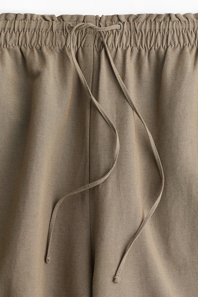 Wide-Leg Linen-Blend Pants