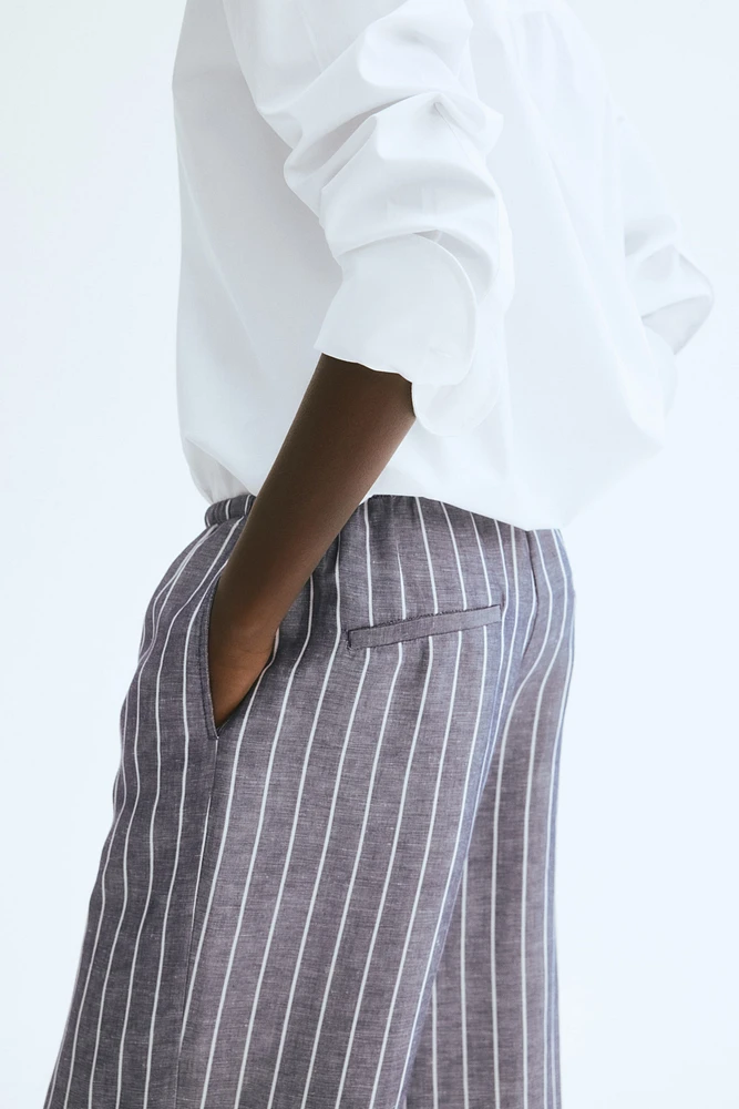 Straight linen-blend trousers