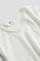 Lace-trimmed Cotton Top