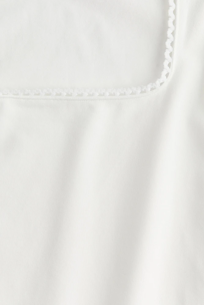 Picot-Trimmed Sleeveless Top
