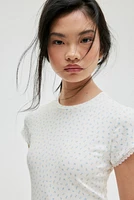 T-shirt côtelé avec dentelle