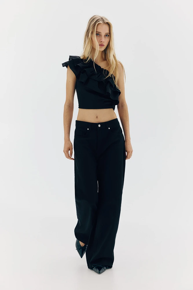 Ruffle-Trimmed One-Shoulder Top