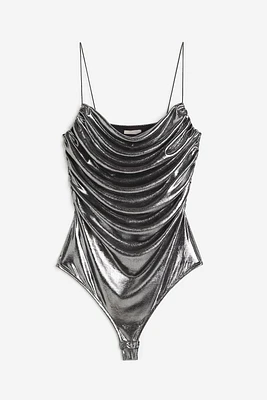 Metallic-coated Thong Bodysuit