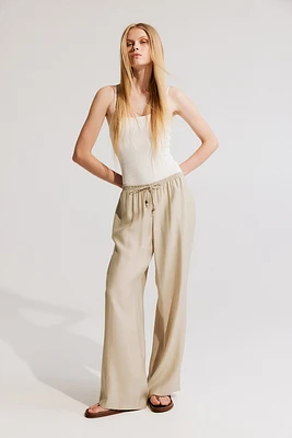 Wide-cut Pull-on Pants