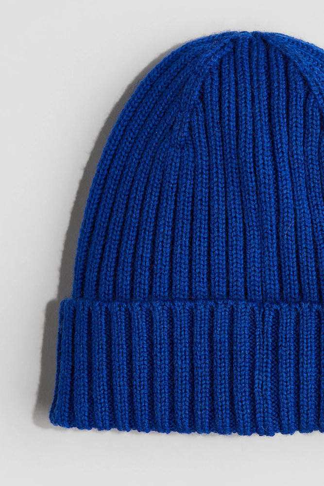 Rib-Knit Wool Beanie