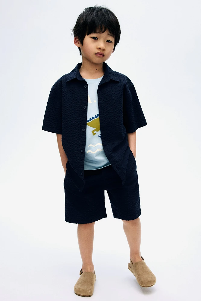 Cotton seersucker shorts