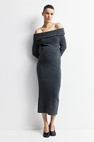 MAMA Rib-Knit Off-the-Shoulder Dress