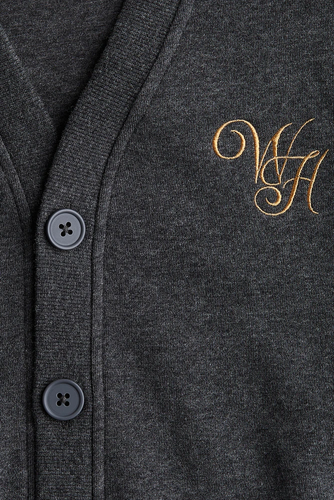 Sweatshirt Cardigan with Embroidered Motif