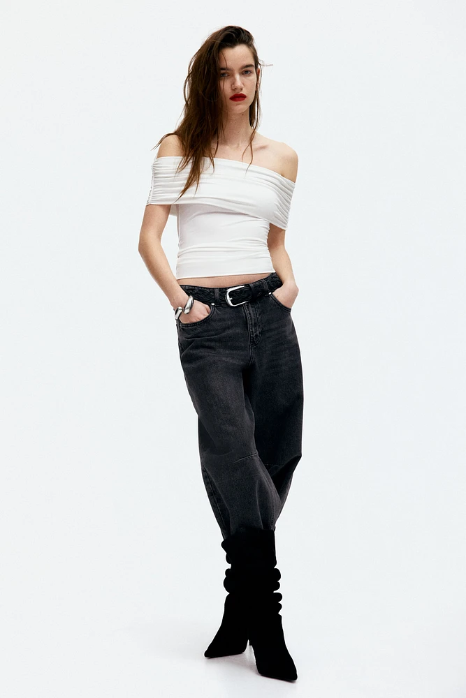 Gathered off-the-shoulder top