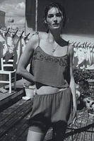 Beach Shorts with Eyelet Embroidery