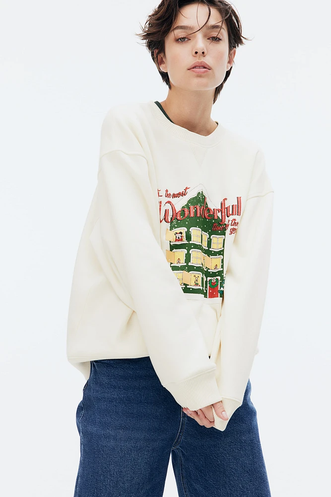 Sweatshirt with Printed Motif