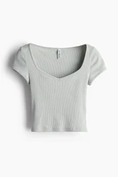 Ribbed Top with Sweetheart Neckline