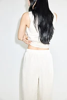 Linen-Blend Drawstring Pants