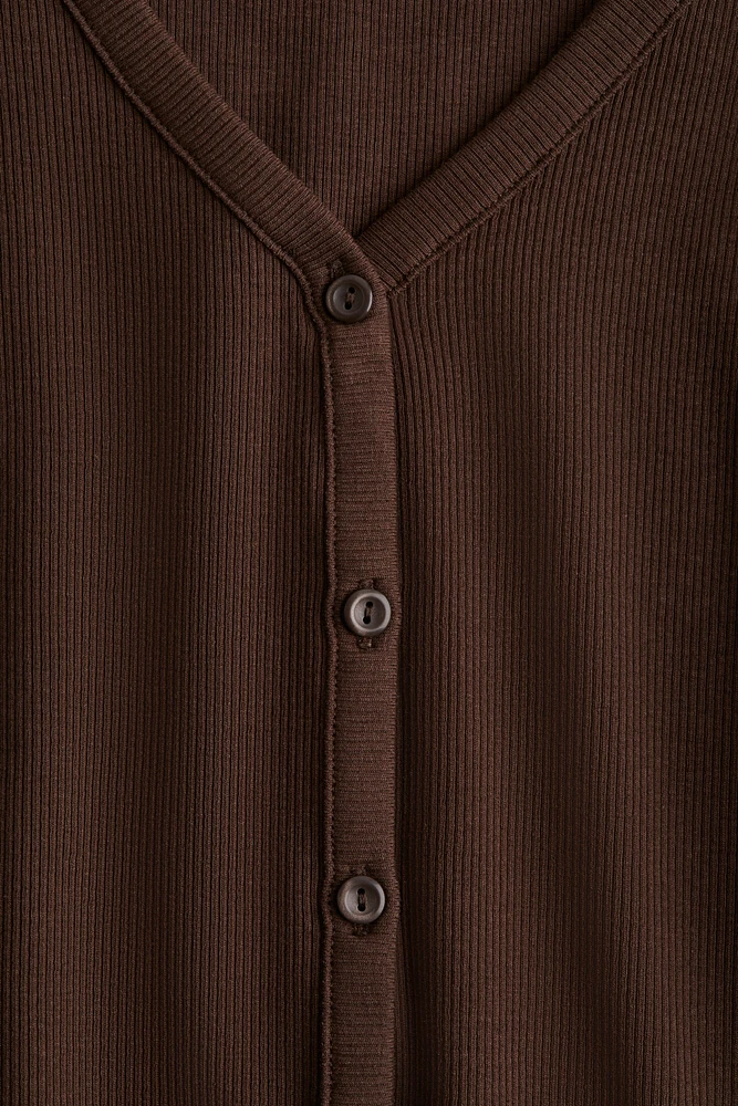 Ribbed Button-Front T-Shirt