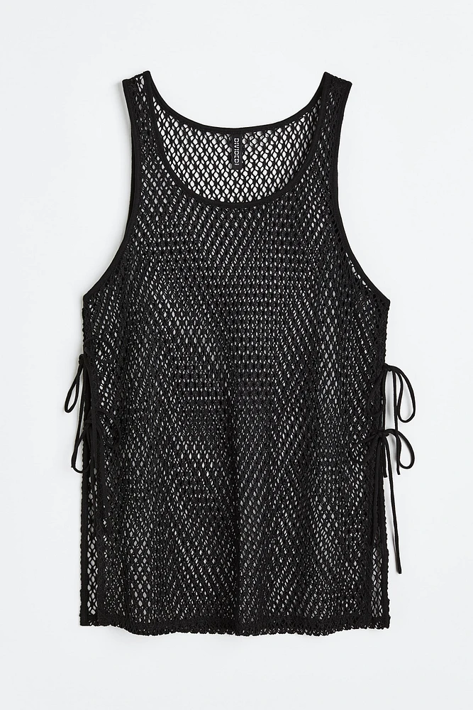 Crochet-look Tie-detail Tank Top