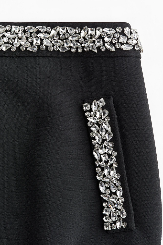 Rhinestone-Embellished Mini Skirt