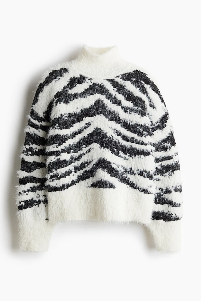 Fluffy-Knit Mock Turtleneck Sweater