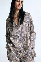 Graphic-Print Silk Pajama Shirt