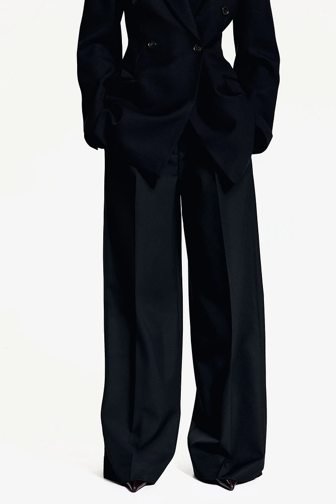 Wide-Leg Wool-Blend Twill Pants