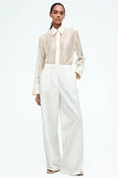 Wide-Leg Linen-Blend Pants