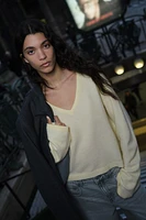 Fine-Knit V-Neck Sweater