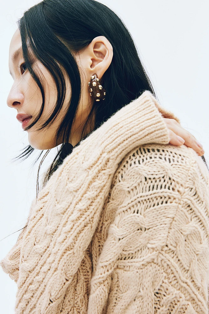 Wool-Blend Cable-Knit Sweater