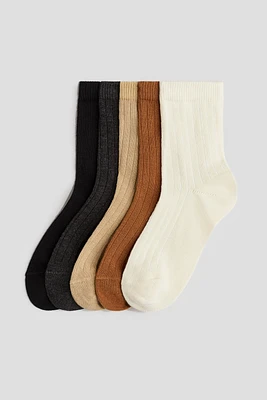 Lot de 5 paires chaussettes côtelées