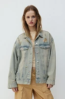 Oversized Distressed Denim Jacket