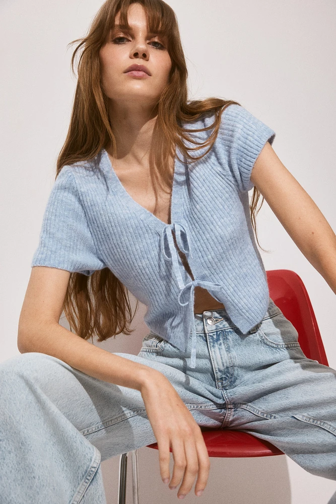 Haut à nouer en tricot côtelé