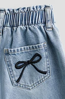 Motif-Detail Wide Leg Jeans