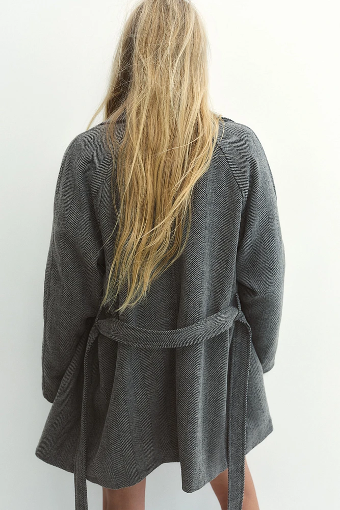 Tie-Belt Felted Coat