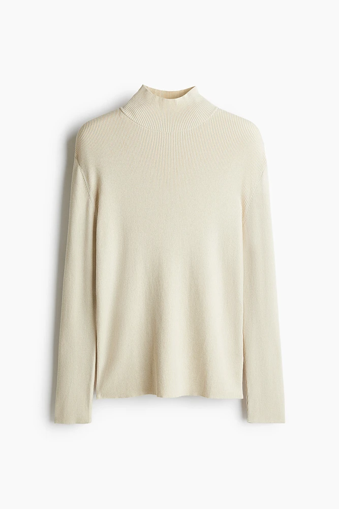 Slim Fit Shimmery Mock Turtleneck Sweater