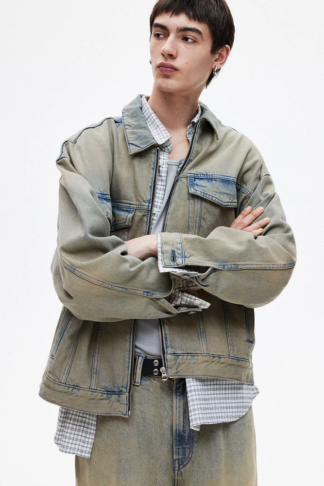 Loose-Fit Denim Worker Jacket