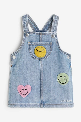 Appliquéd Denim Overall Dress