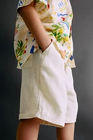 Knee-Length Linen Shorts