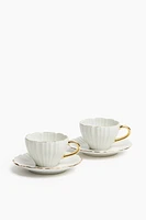 2-pack Porcelain Espresso Cups with Saucers