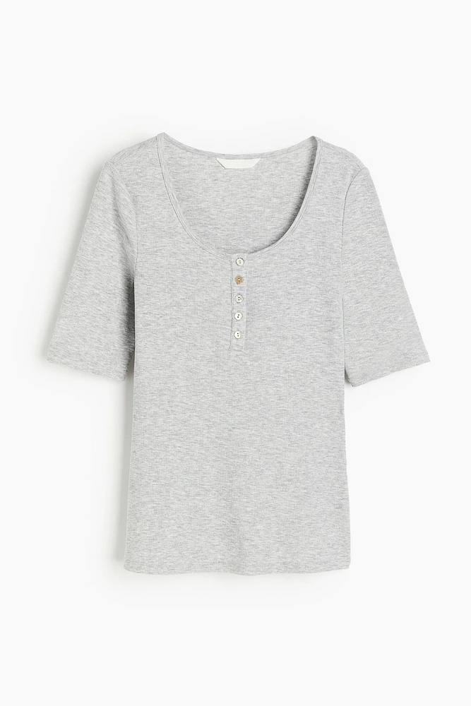 Ribbed Henley Top