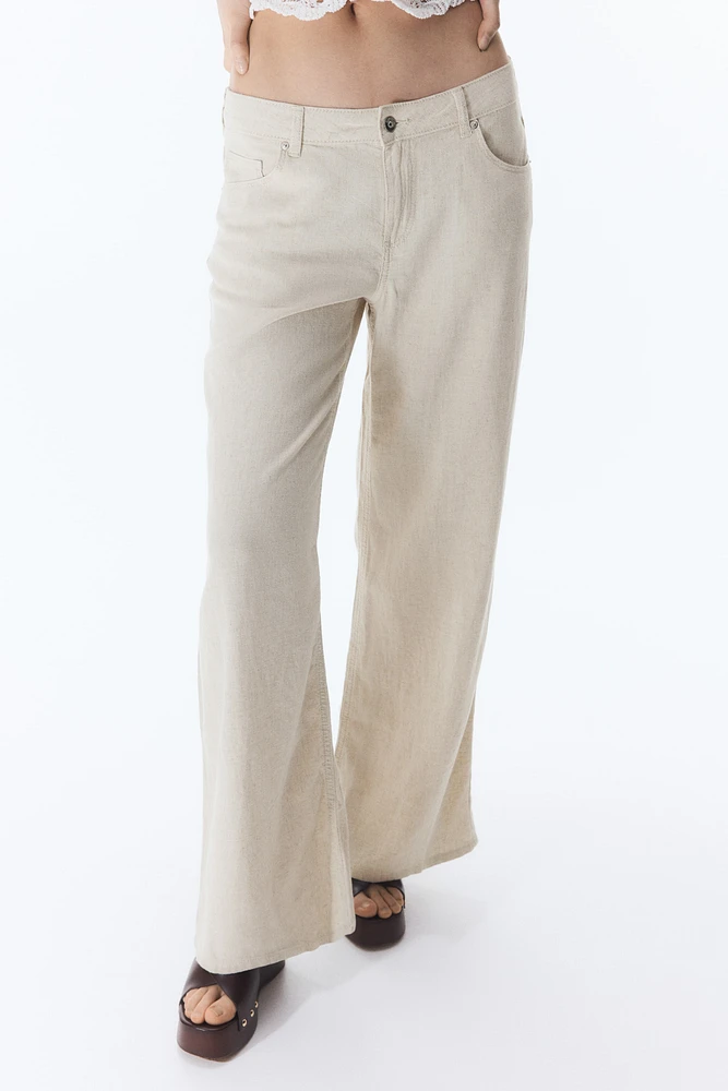 Wide-Leg Linen-Blend Pants