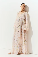 Robe maxi MAMA à manches ballon