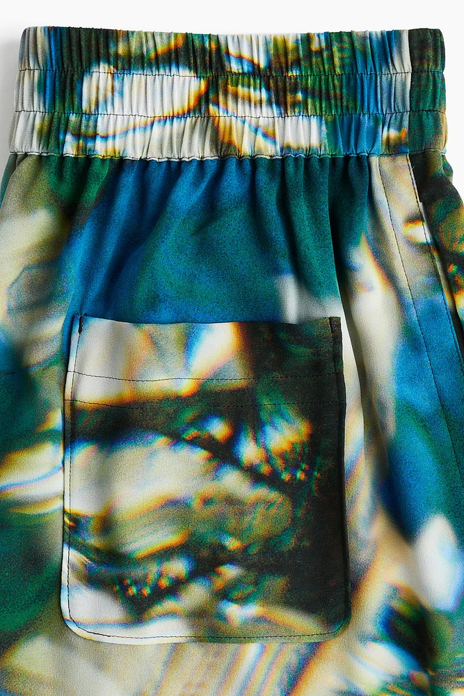 Abstract-Patterned Chiffon Shorts