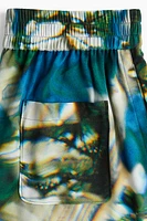 Abstract-Patterned Chiffon Shorts