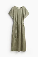 Tie-belt Textured Jersey Dress