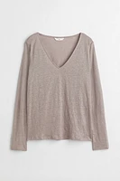 Long-sleeved Linen Jersey Top