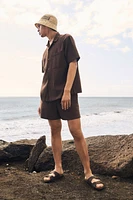 Cotton pyjama shirt and shorts